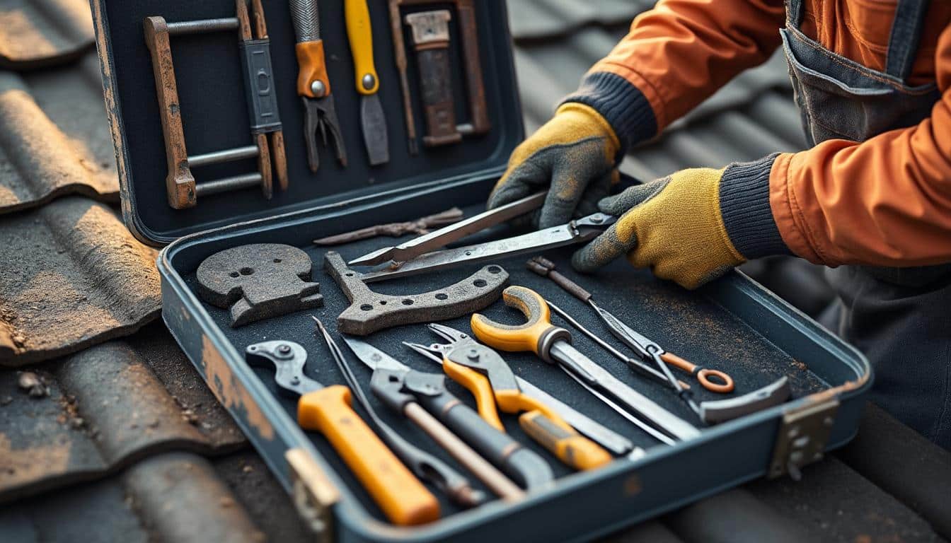 Illustration: Présentation des outils de base du couvreur : usages et descriptions