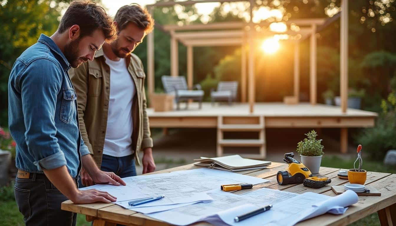 Illustration: Démarches administratives et conception de la terrasse en bois sur pilotis