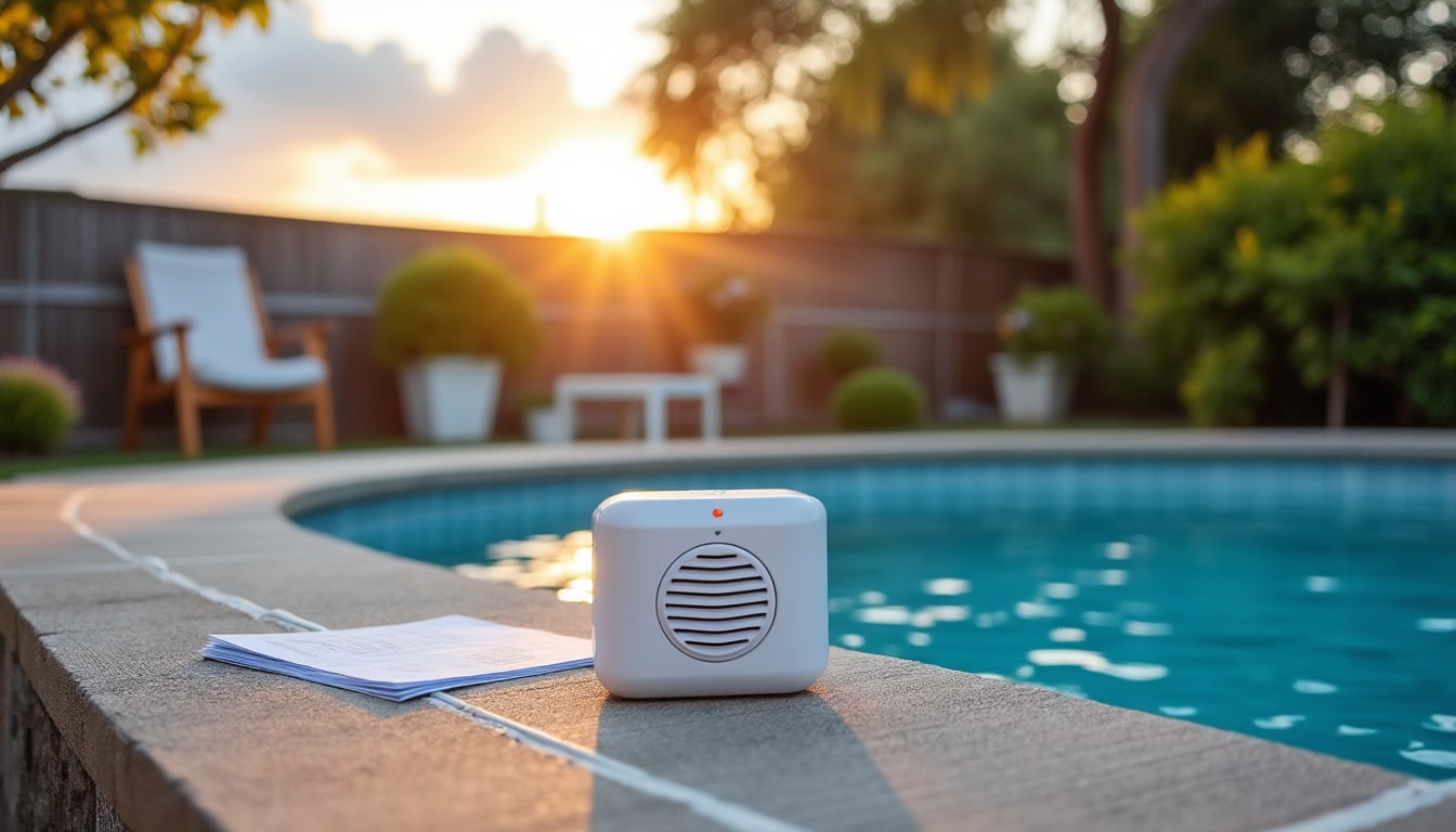 Illustration: Définition de la norme NF P90-307 pour les alarmes de piscine