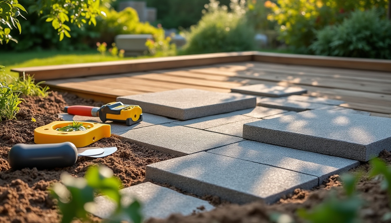 Illustration: Choisir et préparer le terrain pour poser des plots béton sous une terrasse bois