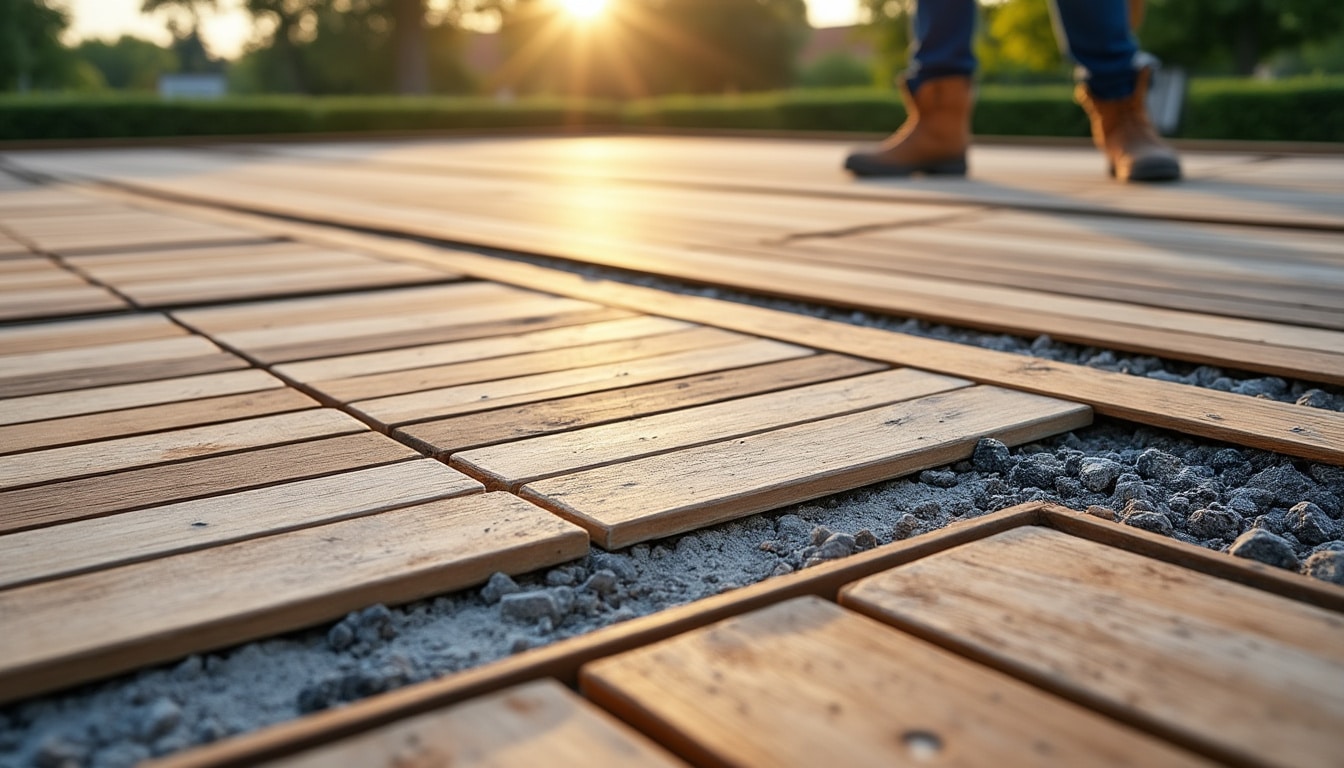 Illustration: Les différents types de plots pour terrasse en bois : béton, plastique, PVC