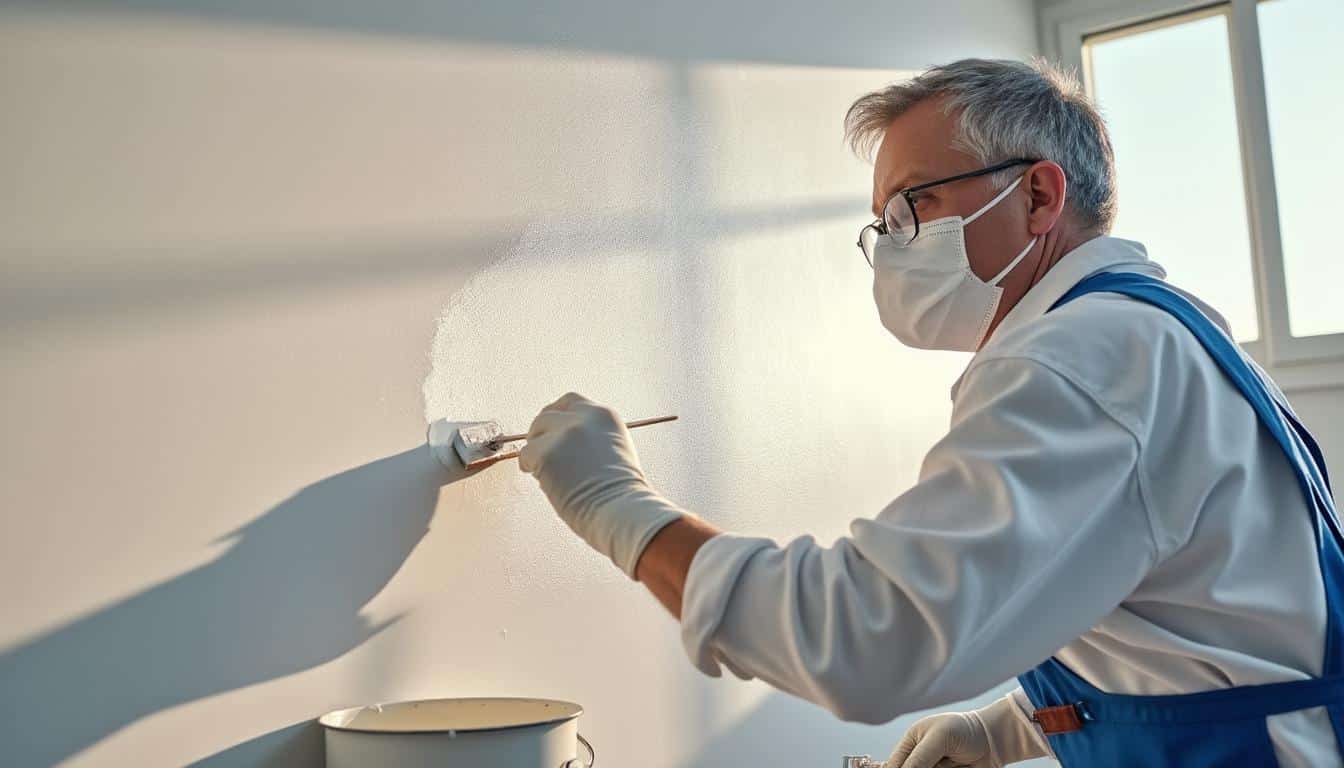 Illustration: Les propriétés techniques et la composition de la peinture pour plafond à recouvrement acrylique satinée