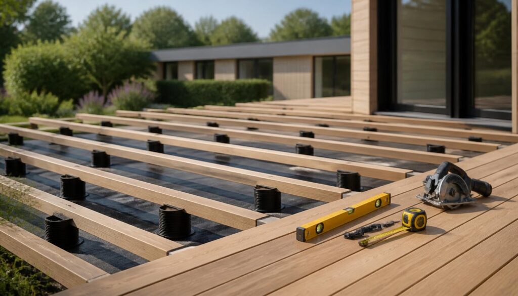 Lambourdage d’une terrasse bois : structure et pose